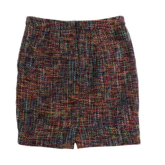 Ann Taylor LOFT Black Multicolor Rainbow Tweed Mini Skirt Size 4 Petite - Picture 3 of 9